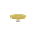 Plat  gteaux jaune sur pied blanc 28cm - citron