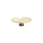 Plat à gâteaux vanille sur pied dore h28cm Plat à gâteaux vanille sur pied dore h28cm