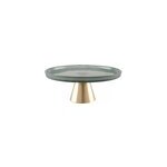 Plat à gâteaux vert sur pied dore 28cm Plat à gâteaux vert sur pied dore 28cm