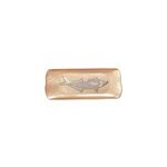 Plat rectangulaire caramel avec poisson argent 31. 7x12. 7cm Plat rectangulaire caramel avec poisson argent 31. 7x12. 7cm