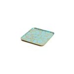 Plateau de service artisanal en m�tal �maill� motif floral