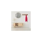 Porte manteau mural bois 5 crochets noir