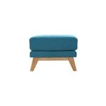 Pouf repose - pieds d�houssable en tissu bleu canard et bois clair oslo