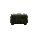 Pouf repose - pieds en tissu effet velours vert kaki corto