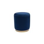 Pouf rond en velours bleu marine et m�tal dor� d40 cm amaya