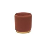 Pouf rond en velours rouge tomette et m�tal dor� d40 cm amaya