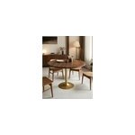 Prague - table repas ronde en bois massif et pied tulipe dor� d110 cm 6 pers