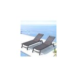 Prato lot de 2 transats avec roulettes gris fonc�