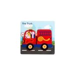 Puzzle en bois pour enfants, de 5 pi�ces. conception camion de pompiers.