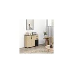 Rangement 3 portes �tag�re 2 tiroirs panneaux bicolores