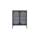 Retro - vitrine 2 portes en verre ondul� et acier noir 90x110 cm