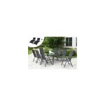 Rimini salon de jardin aluminium 8 fauteuils + duo transats noir