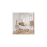 Rocking chair en tissu bouclette blanc cass - alvin