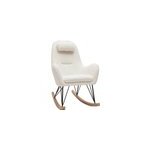 Rocking chair en tissu effet peau de mouton blanc, mtal noir mania