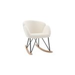 Rocking chair en tissu effet peau de mouton blanc et mtal noir rhapsody