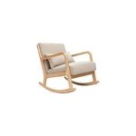 Rocking chair en tissu effet velours beige et bois clair massif derry