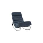 Rocking chair en tissu effet velours bleu et acier chrom taylor
