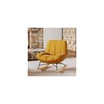 Rocking chair en tissu effet velours jaune moutarde - alvin