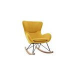 Rocking chair en tissu effet velours jaune moutarde et mtal noir eskua