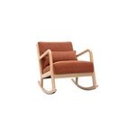 Rocking chair en tissu effet velours terre brle et bois clair massif derry