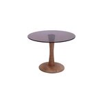 Rodo - table basse ronde d60 cm en verre fum� et bois