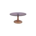 Rodo - table basse ronde d75 cm en verre fum� et bois