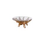 Roots - table basse en teck massif et verre �110 cm
