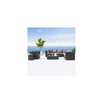 Salento salon de jardin modulable 6 places en rsine tresse - gris et beige