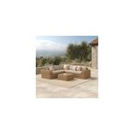 Salon de jardin 4 personnes en rsine tress et tissu beige - savana