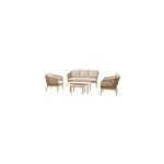 Salon de jardin alu effet bois bross� orissa taupe - 5 places - hesp�ride
