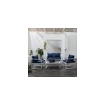 Salon de jardin ibiza en tissu bleu 4 places - aluminium blanc