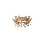 Salon de jardin teck java - table carr�e et chaises pliantes, 8 places