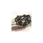 Sautoir mala obsidienne dore
