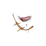Set support bois avec hamac double franges confort