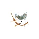 Set support bois avec hamac double franges pastel
