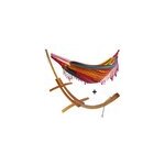 Set support bois avec hamac double franges relaxant