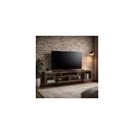 Silo meuble tv design industriel noyer et noir avec rangements - 149 cm