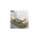 Sitia salon de jardin 4 places canap et chaises effet rotin avec coussins