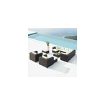 Stalla salon de jardin modulable 13 - 14 places en rsine tresse noir et blanc