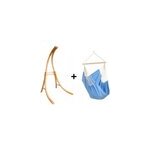 Support bois et chaise bleue