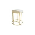 Table d'appoint en m�tal laqu� blanc et dor� toscane