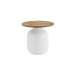 Table d'appoint ronde blanche et bois manguier massif h49 cm verona