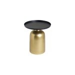 Table d'appoint ronde en m�tal dor� et plateau noir mat ramses