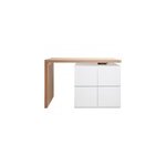 Table de bar modulable avec rangement blanc mat et bois clair l140 - 165 cm max