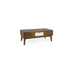 Table basse 2 tiroirs bronze bois marron