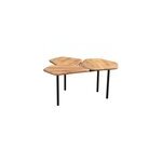 Table basse 3 plateaux bois massif et m�tal noir l95 cm suzane