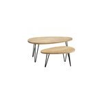 Tables basses gigognes bois manguier massif et m�tal noir (lot de 2) vibes