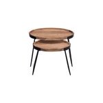 Tables basses gigognes bois massif et m�tal noir (lot de 2) elavo