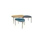 Tables basses gigognes laques moutarde, bleu canard et bleu (lot de 3) zuria