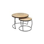 Tables basses gigognes rondes bois manguier massif (lot de 2) barrel